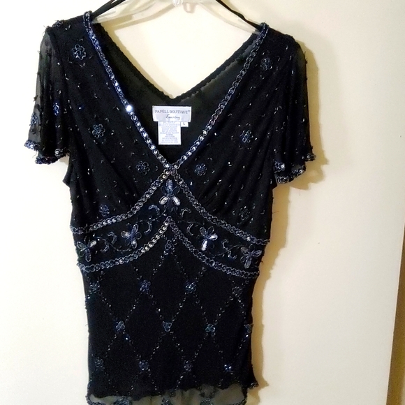 Black Beaded Top - Picture 1 of 4